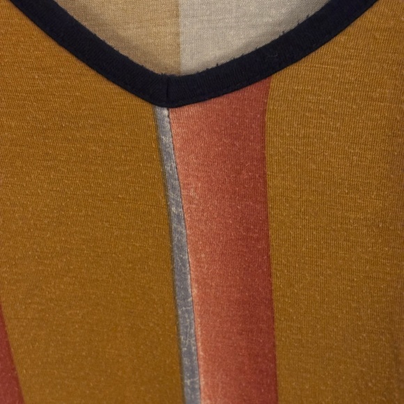 Colorful Striped V-Neck Women's Blouse With Tie Front, 3/4 Sleeves, Sz M - Picture 6 of 8